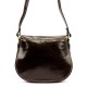 Genuine Leather Saddle Crossbody Bag, Dark Brown, Brass-Tone Turn-Lock Closure, Contrast Stitching