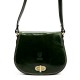 Genuine Leather Saddle Crossbody Bag, Dark Green, Brass-Tone Turn-Lock Closure
