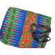 African Print Tote Bag with Zipper Closure and Inner Pocket, Multicolor Fabric, Black Handles