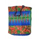 African Print Tote Bag with Zipper Closure and Inner Pocket, Multicolor Fabric, Black Handles