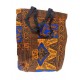 Printed Fabric Tote Bag with Zipper Closure and Black Shoulder Straps