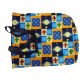 Colorful Patterned Tote Bag with Zipper and Inner Pocket, Black Handles