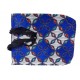 Patterned Tote Bag with Zipper Closure and Inner Pocket, Blue Multicolor Fabric