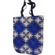 Patterned Tote Bag with Zipper Closure and Inner Pocket, Blue Multicolor Fabric