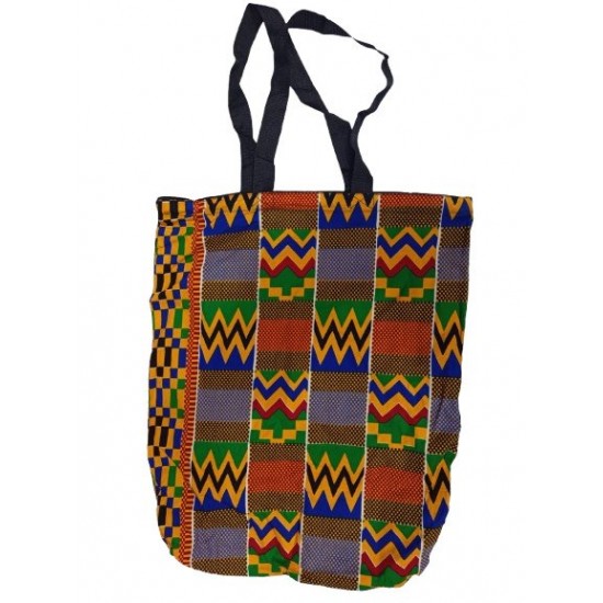 Colorful Woven Tote Bag with Zipper Closure and Inner Pocket