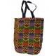 Colorful Woven Tote Bag with Zipper Closure and Inner Pocket