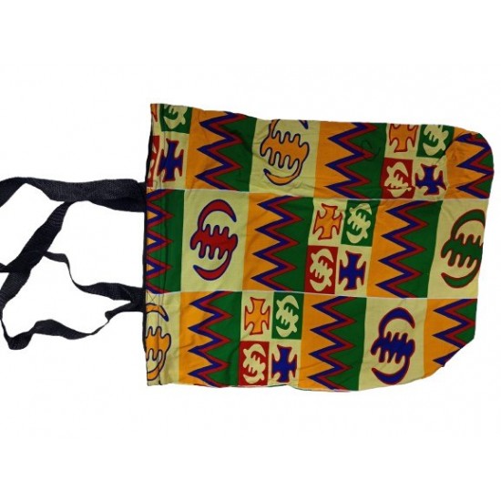 Geometric Print Canvas Tote Bag with Zipper and Inner Pocket, Multicolor
