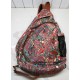 Patterned Sling Backpack, Crossbody Chest Bag with Multiple Zipper Compartments and Mesh Side Pocket