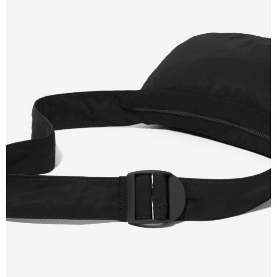 Nylon Crossbody Saddle Bag, Black, Lightweight Fabric, Strap