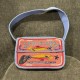 Beaded Shoulder Bag, Pink with Light Blue Trim and Fish Motif