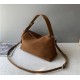 Brown Suede Baguette Shoulder Bag with Zipper and Detachable Strap