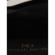Black Genuine Leather Clutch Bag with Top Handle and Zip Closure