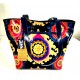 Genuine Leather Floral Print Tote Bag, Multicolor Shoulder Handbag with Zipper Pocket