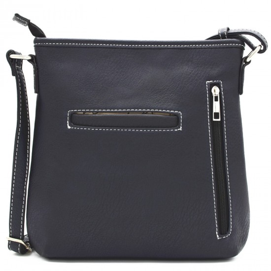 Black Skull Crossbody Shoulder Bag with Studded Chain Accents and Faux Leather Finish