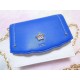 Mini Crossbody Wallet Bag, Blue and White, Gold-Tone Chain Strap