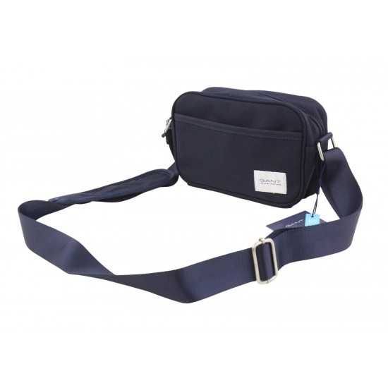 Navy Blue Nylon Crossbody Shoulder Bag with Zipper and Front Pocket