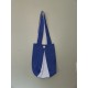 Handmade Blue Cotton Tote Bag with Gingham Panel and Button Closure