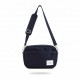 Navy Blue Textile Crossbody Shoulder Bag with Zipper Closure and Front Pocket