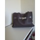 Leather Shoulder Tote Bag, Cacao Brown, Textured Finish, Belt Detail