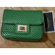 Perforated Leather Mini Crossbody Clutch Bag, Green, Gold-Tone Hardware