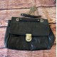 Black Goat Leather Shoulder Bag with Chain Strap and Gold-Tone Hardware