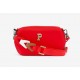 Red Pebbled Crossbody Bag with Gold Tone Hardware
