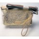 Leopard Print Crossbody Bag with Detachable Striped Strap and Wristlet Strap
