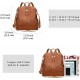 Convertible Faux Leather Backpack Shoulder Bag, Brown, Dual Zipper, Top Handle
