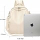 Leather Laptop Backpack, 25L, Beige, Zipper Closure, Convertible Shoulder Straps