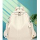 Leather Laptop Backpack, 25L, Beige, Zipper Closure, Convertible Shoulder Straps