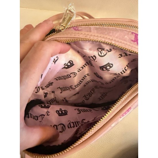 Pink Skull Print Crossbody Bag with Chain Accent and Coin Purse